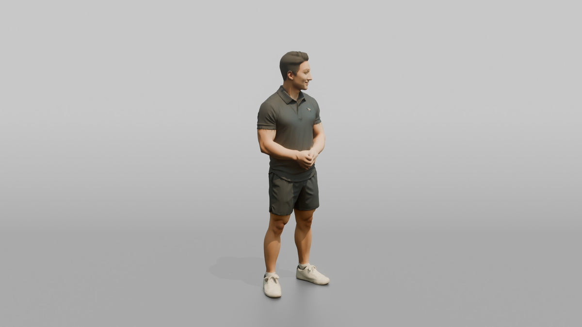 Fitness Influencer Man Standing At A Three-quarter Angle - 3D character model, view 2