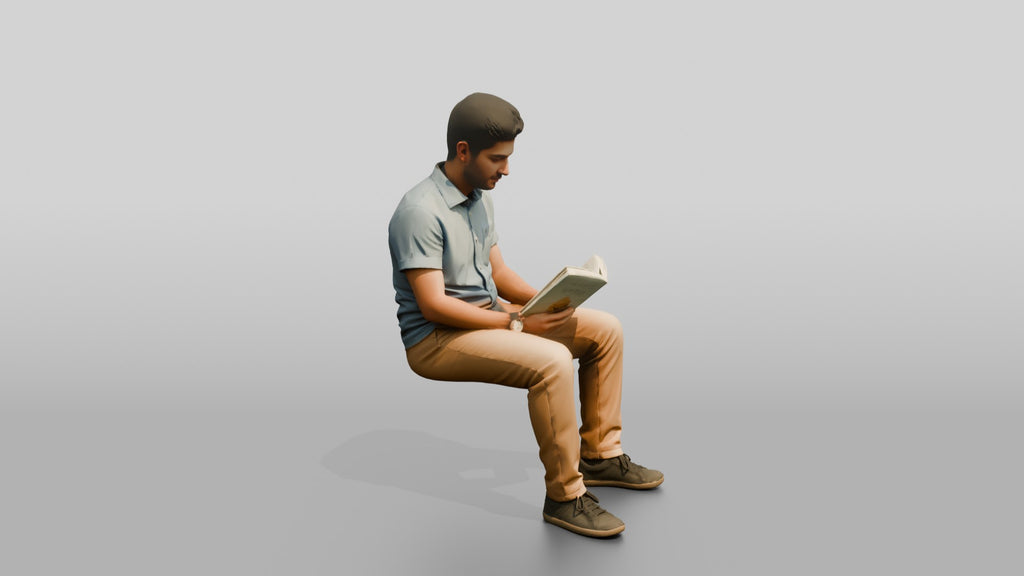 Young Syrian Man Reading on a Park Bench