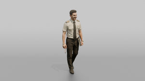 Caucasian Flight Attendant Giving Directions - 3D character model, view 1