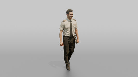 Caucasian Flight Attendant Giving Directions - 3D character model, view 1