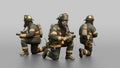 Firefighter Man Crouching in a Low Tactical Stance
