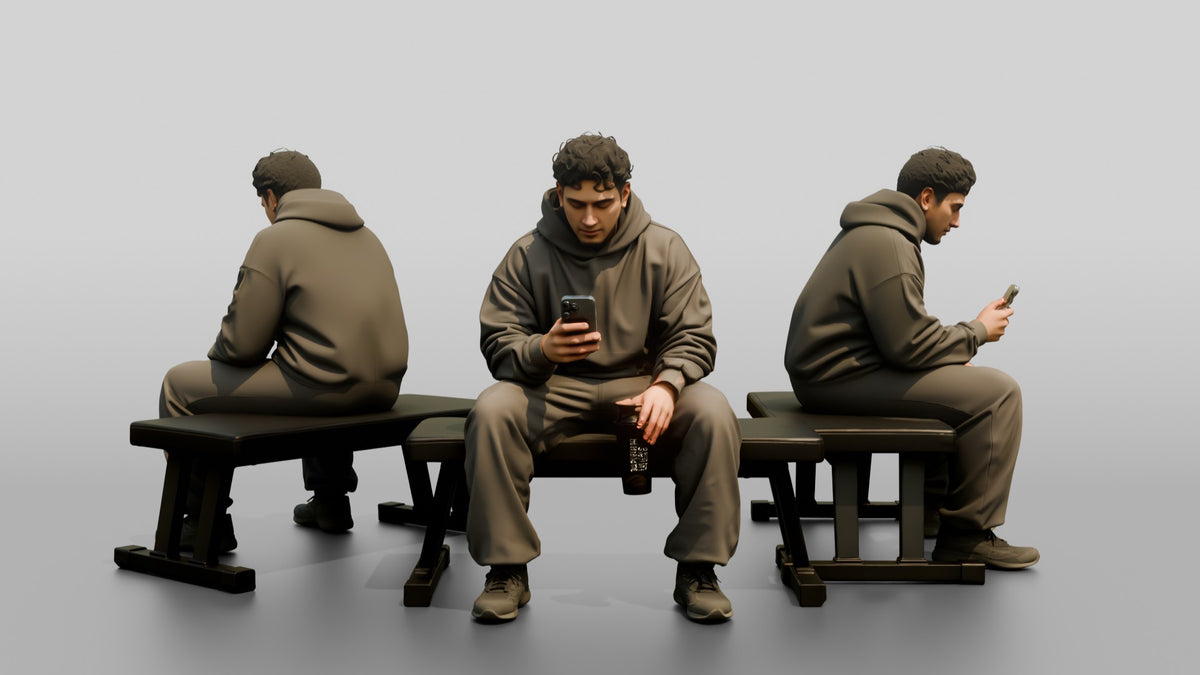 Man Sitting with Protein Shaker - 3D character model