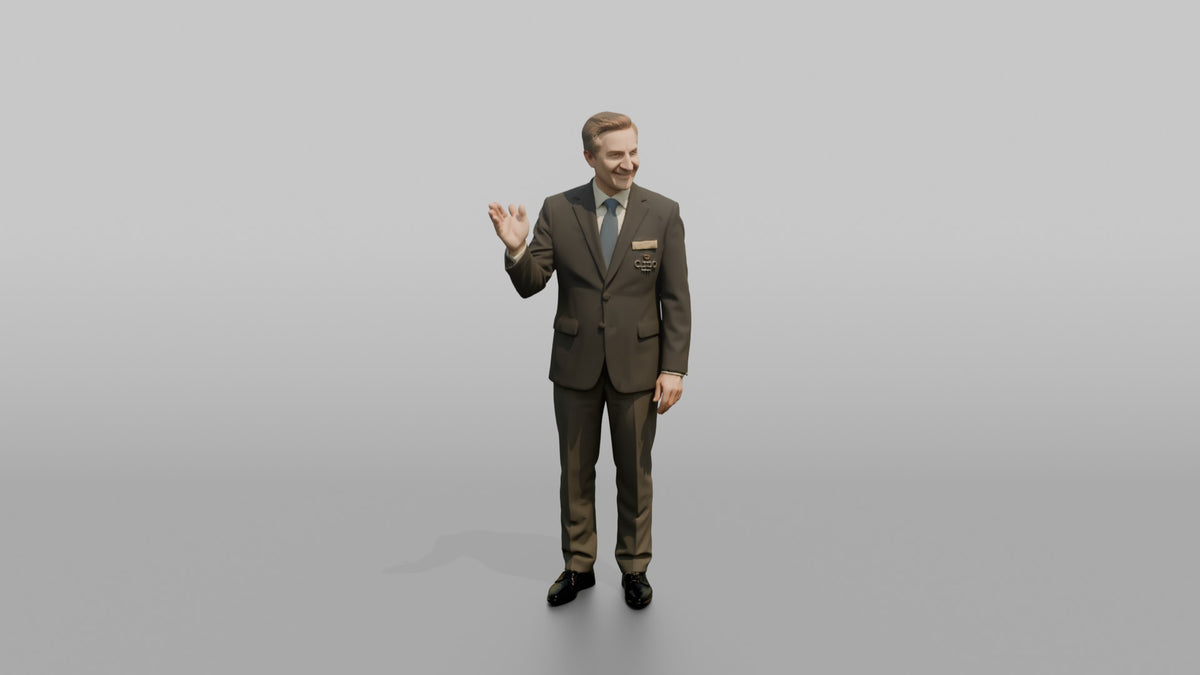 Receptionist Woman Gesturing Welcome With One Open Hand - 3D character model