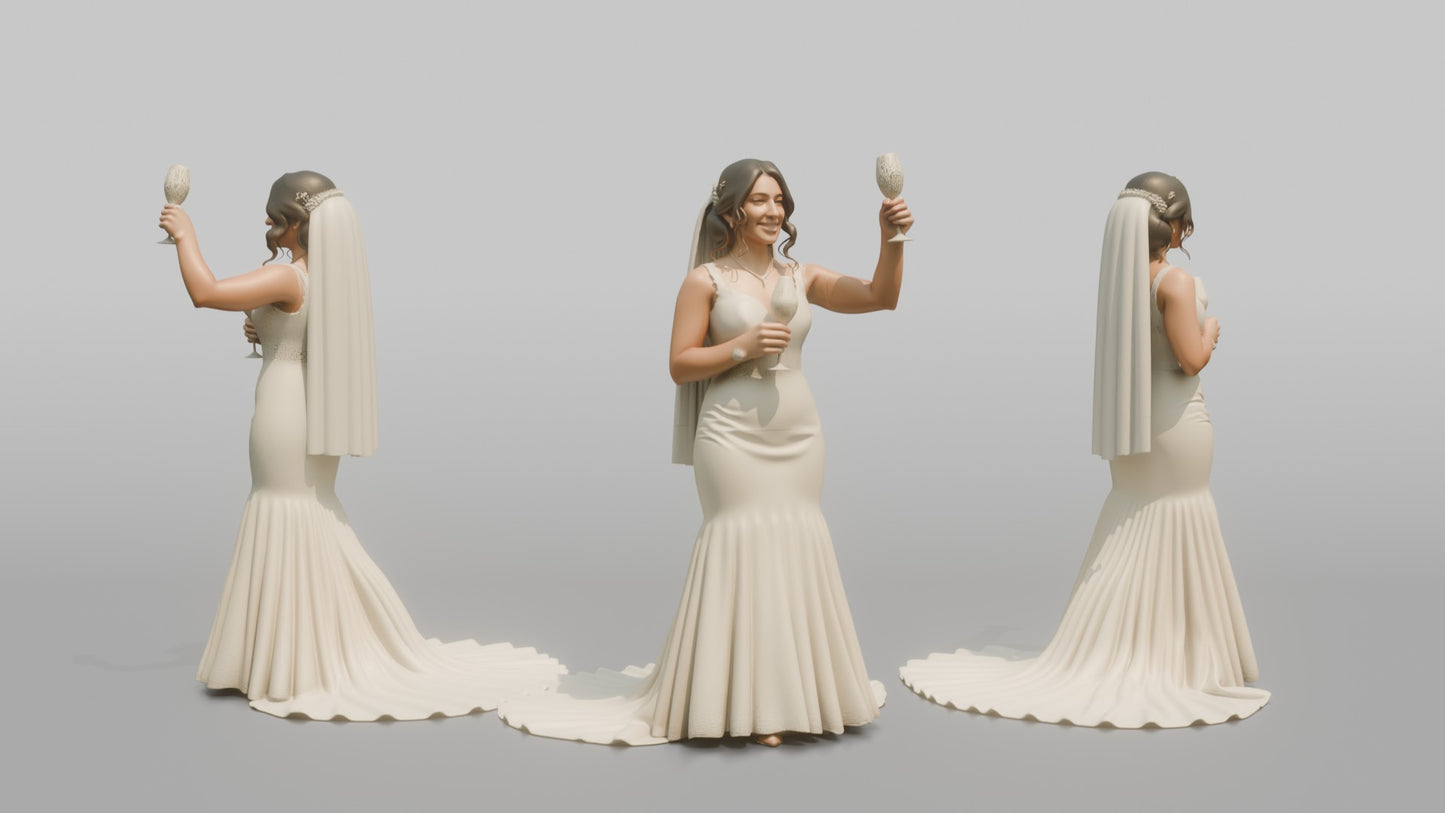 Latina Bride Toasting with a Champagne Glass