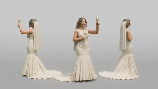 Latina Bride Toasting with a Champagne Glass