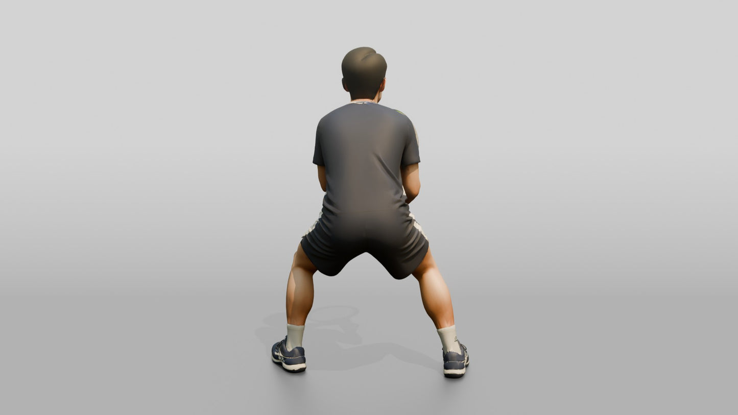 Male Tennis Player in a Tense Net-Ready Stance