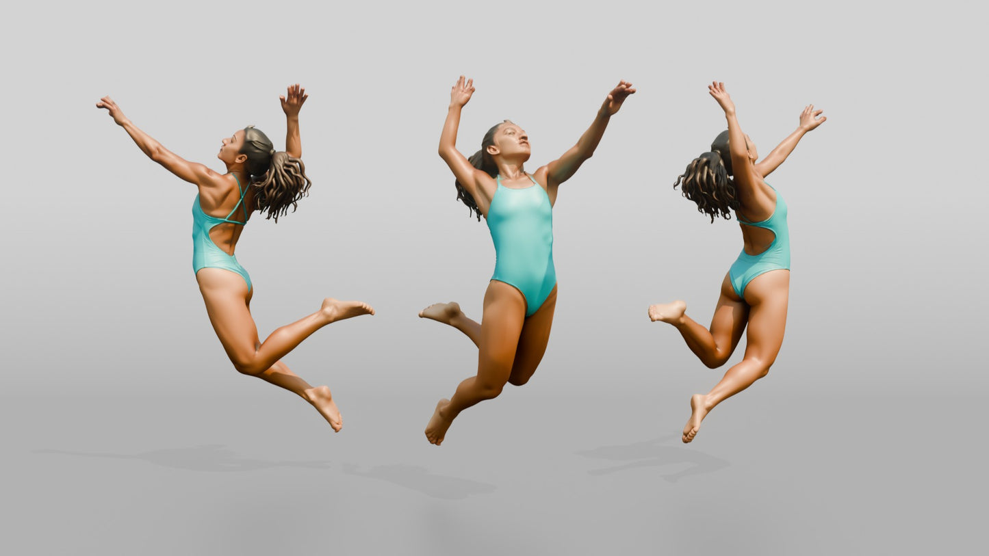 Latina Woman Jumping to Spike Volleyball