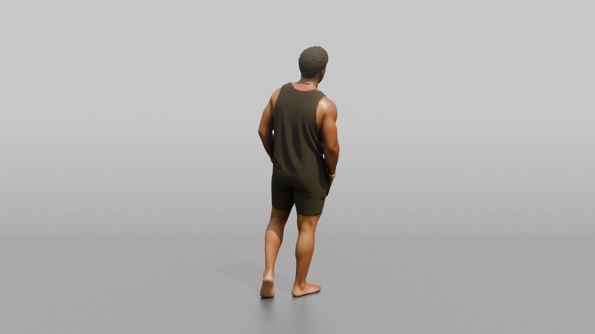 Fitness Influencer Man Standing With A Slight Lean, Hands In Pockets - 3D character model, view 3