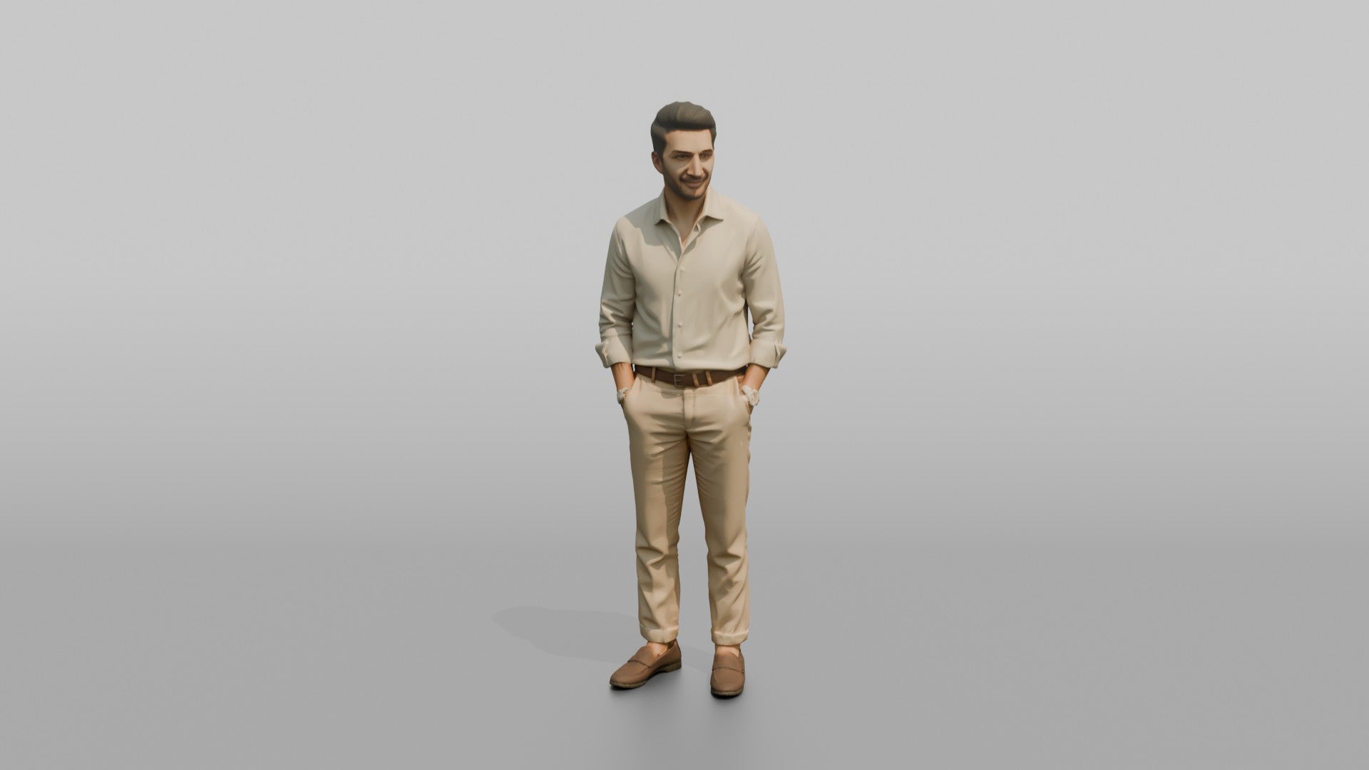 Middle Eastern Man in Linen Shirt and Chinos