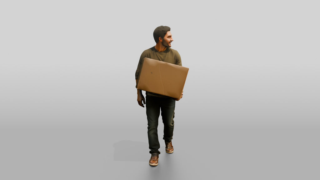 Man Carrying Cardboard Box