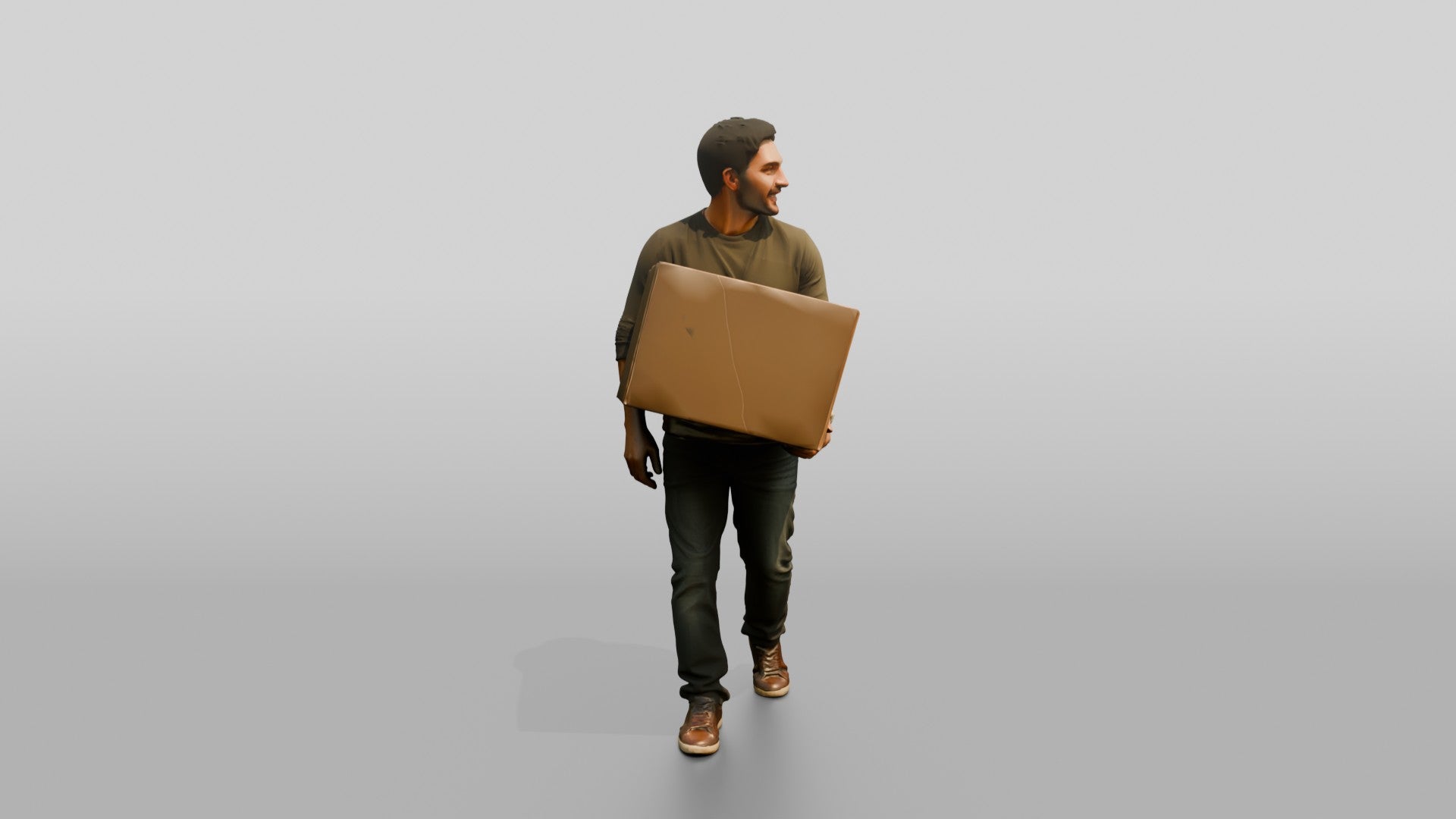 Man Carrying Cardboard Box