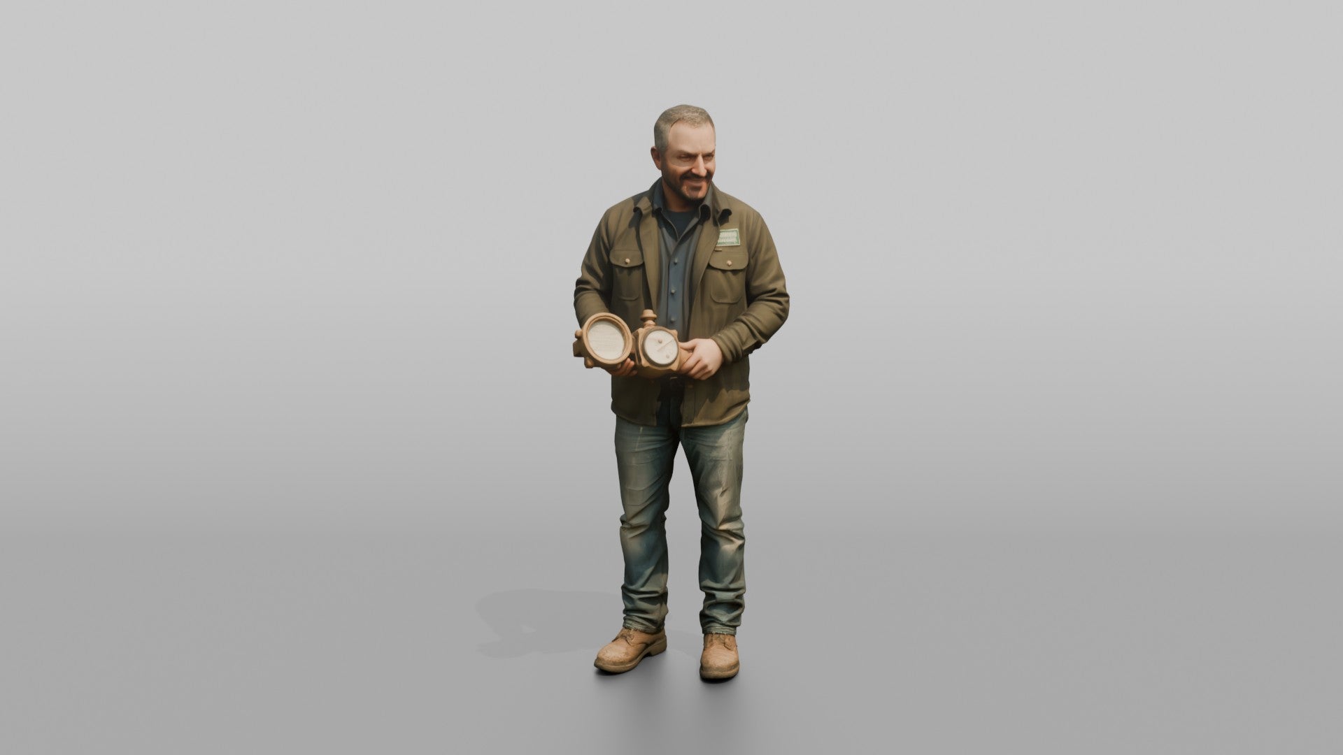 Farmer Holding Open Water Flow Meter Gauge