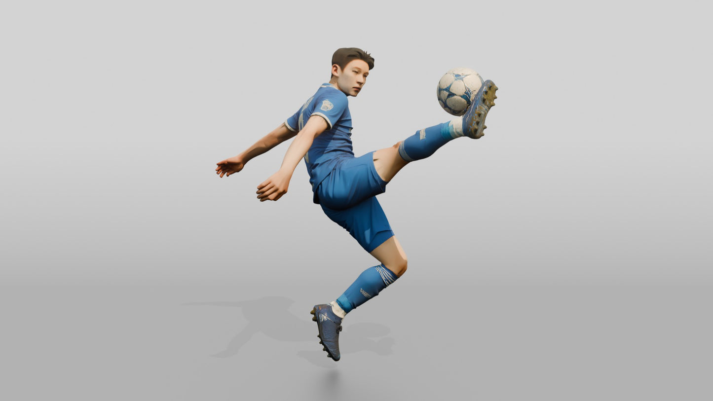 Soccer Player High Clearance Kick