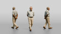 Elderly Turkish Man Walking with Hands Behind His Back