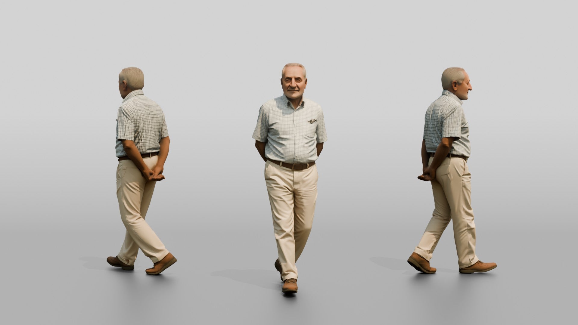 Elderly Turkish Man Walking with Hands Behind His Back
