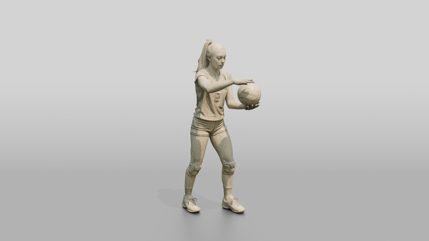 Caucasian Female Volleyball Player in Red Uniform