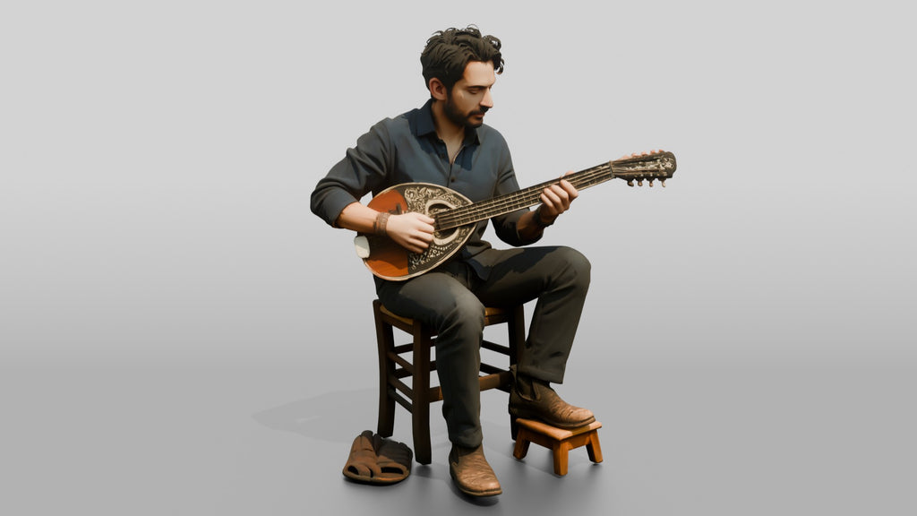 Bouzouki Player Picking Melodies