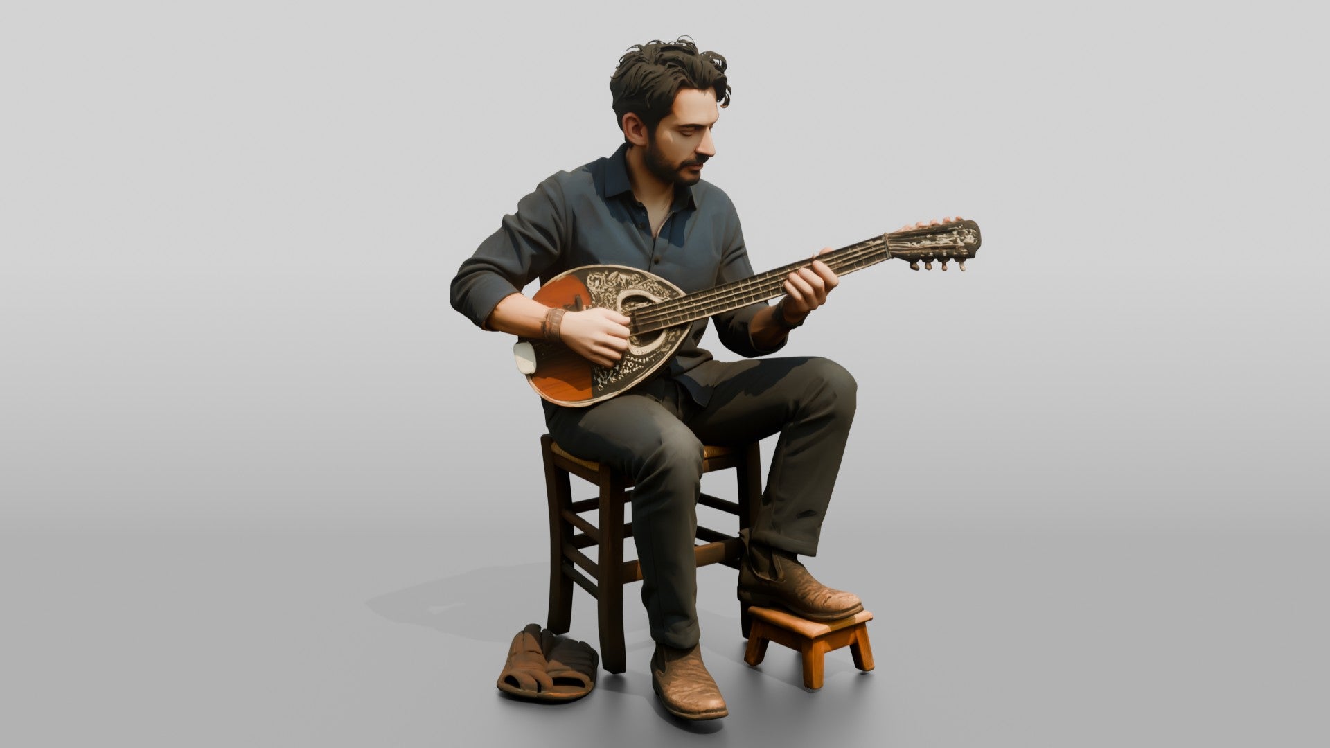 Bouzouki Player Picking Melodies