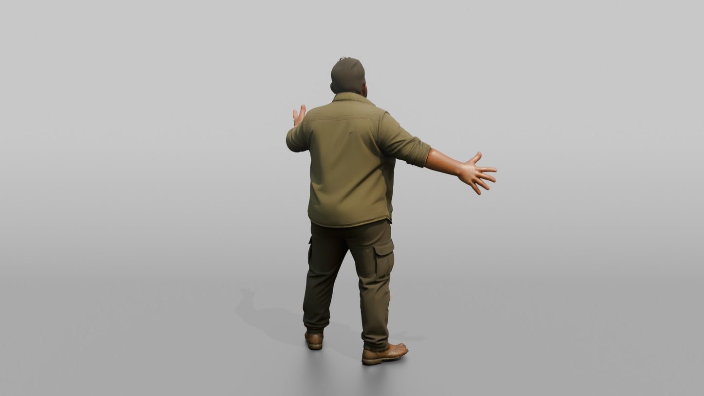Protester Man Shouting with Arms Outstretched
