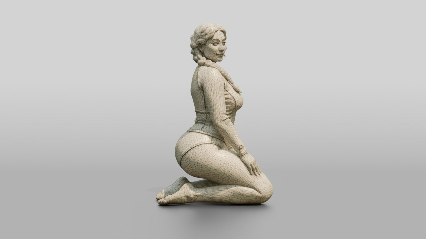 Curvy Woman in Burgundy Rash Guard Kneeling