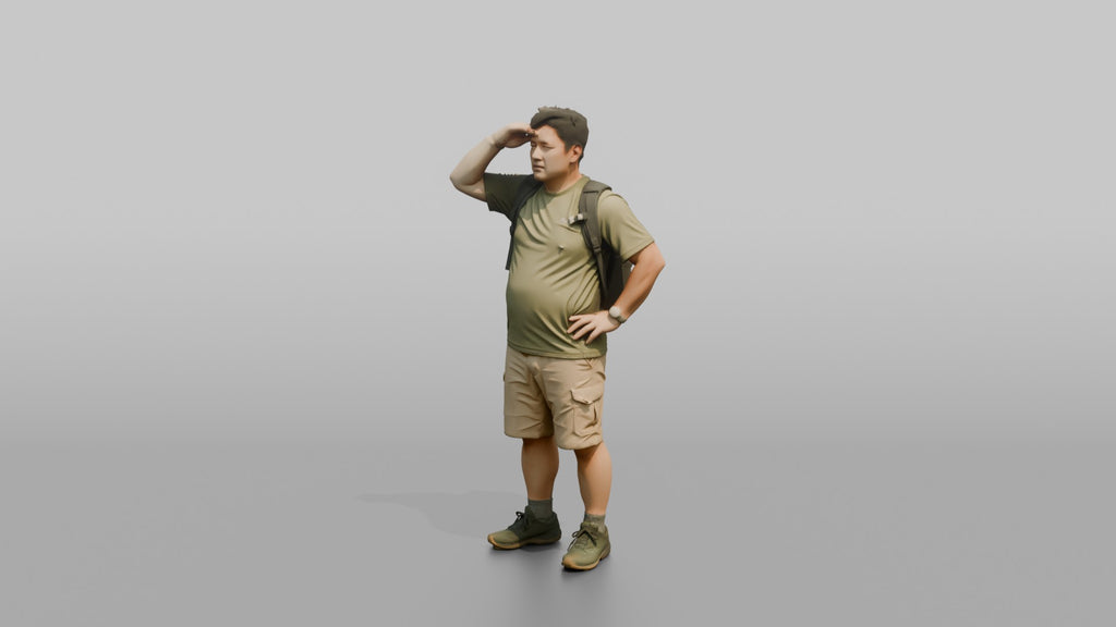 Hiker Shielding His Eyes from the Sun