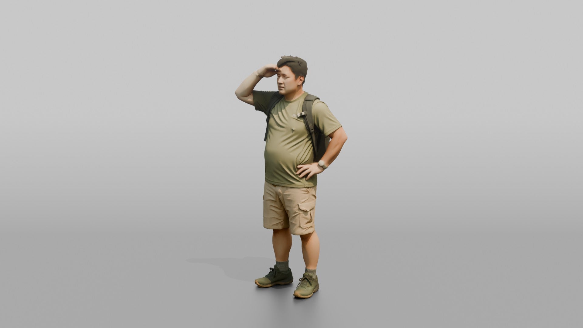 Hiker Shielding His Eyes from the Sun