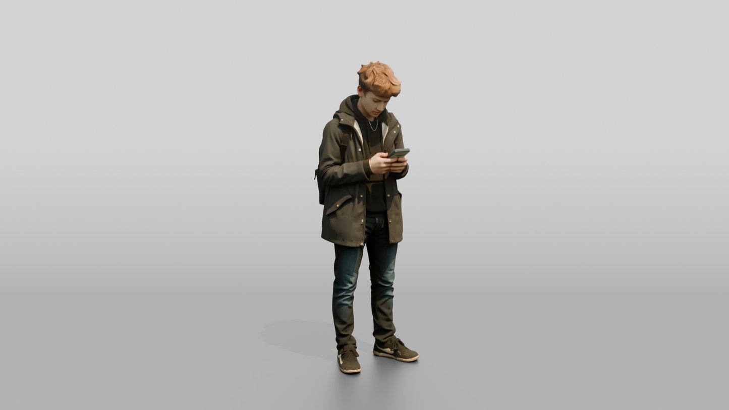White Teen Boy Checking Map on Phone