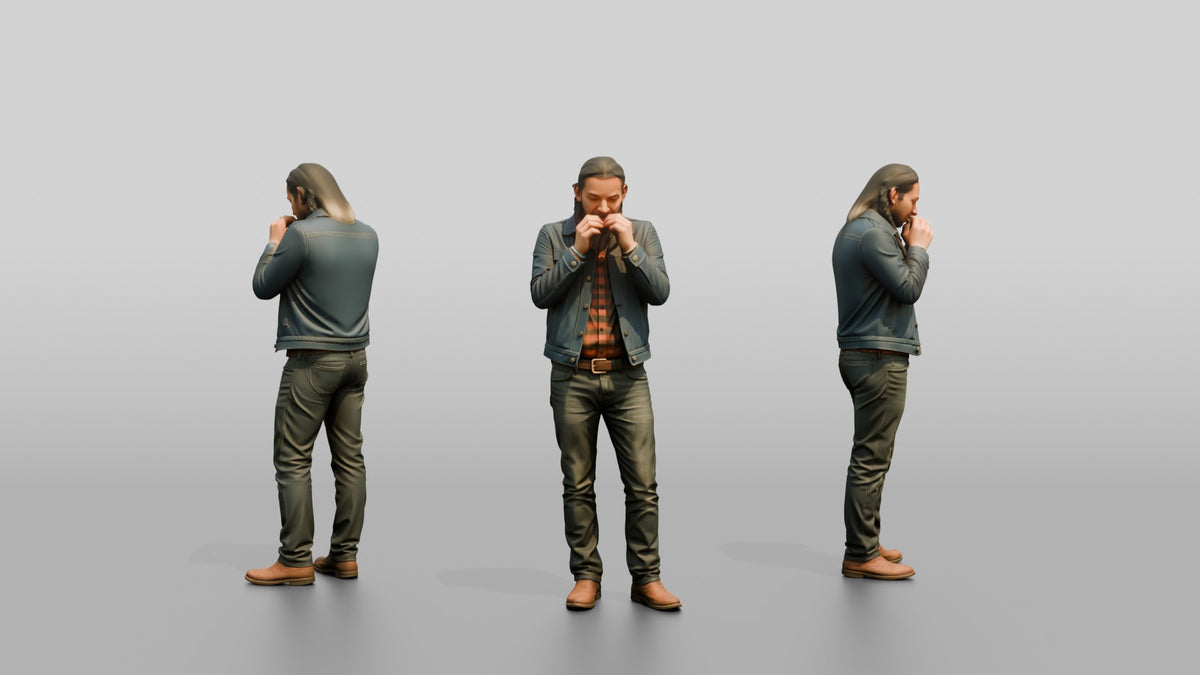Homeless Man Playing a Harmonica - 3D character model