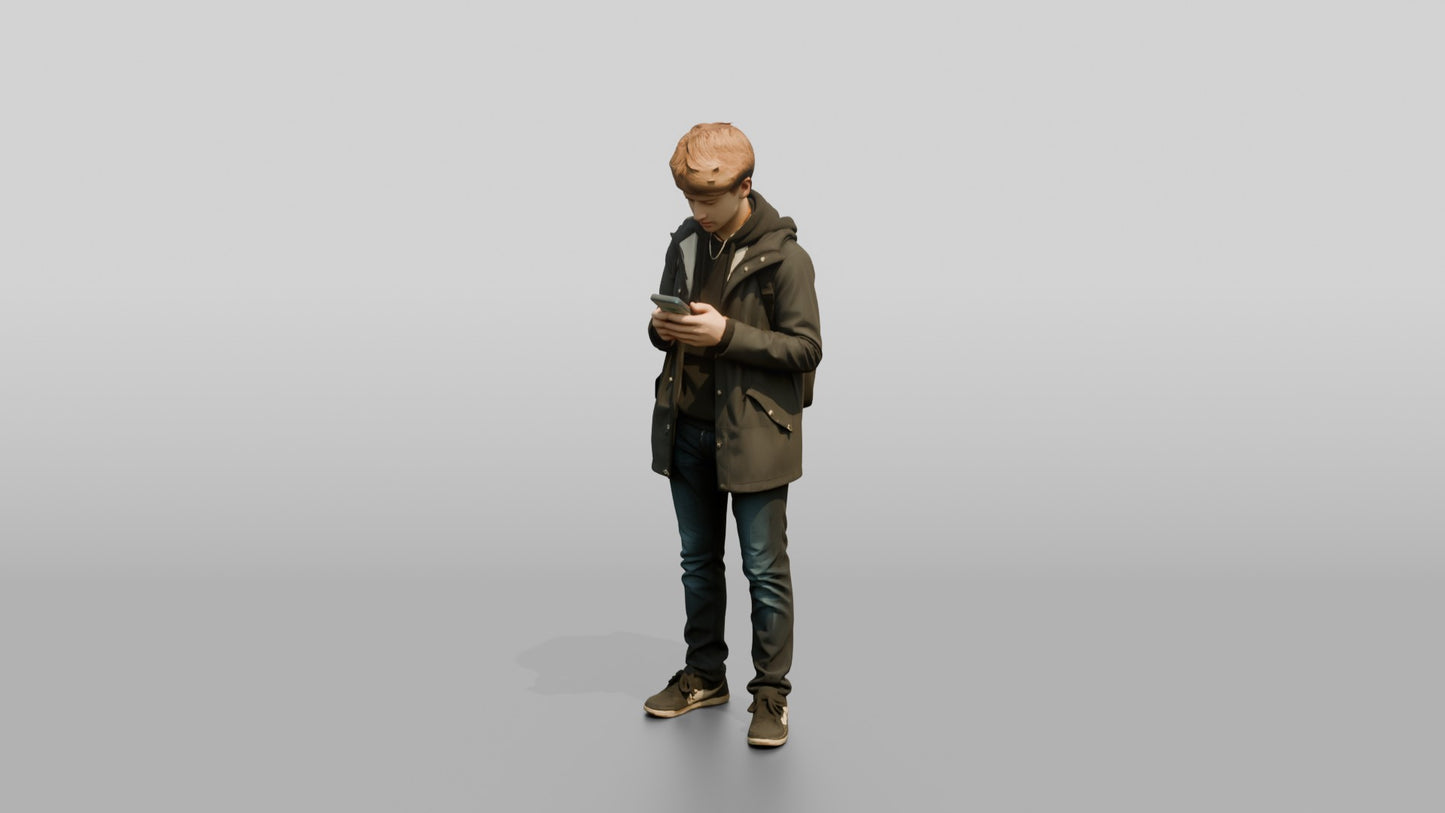 White Teen Boy Checking Map on Phone