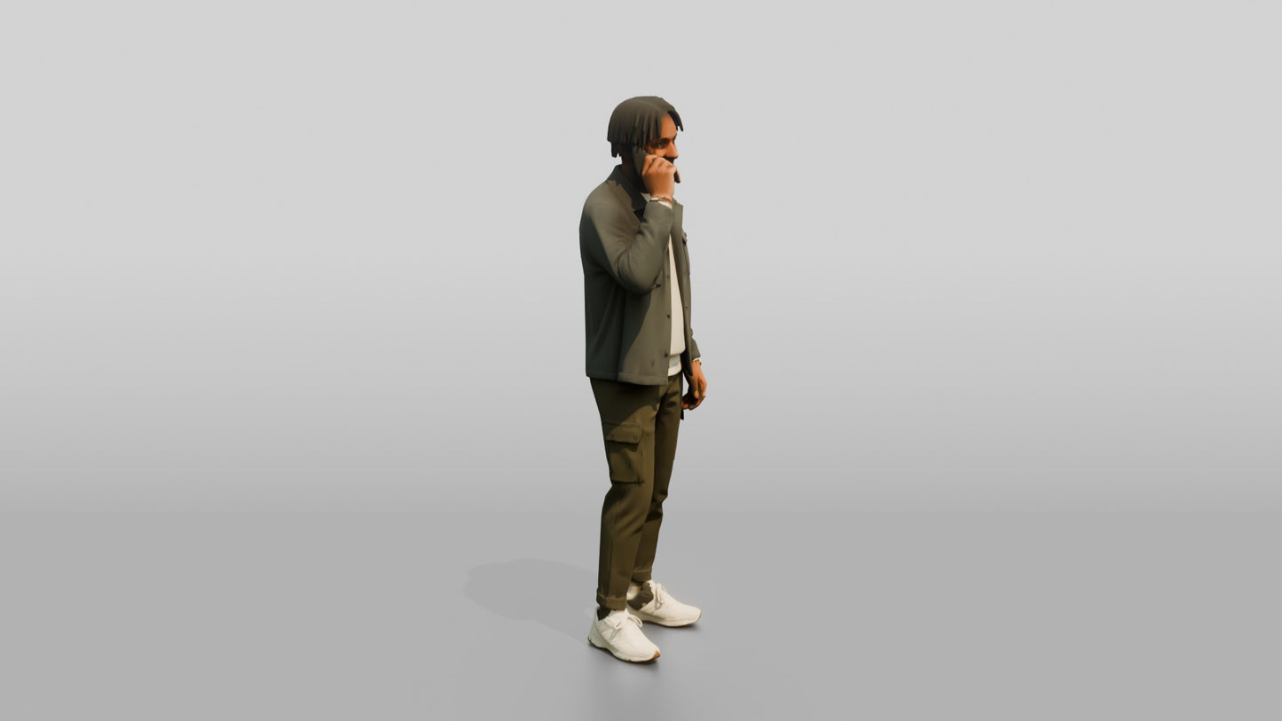 Man on the Phone in a Grey Jacket