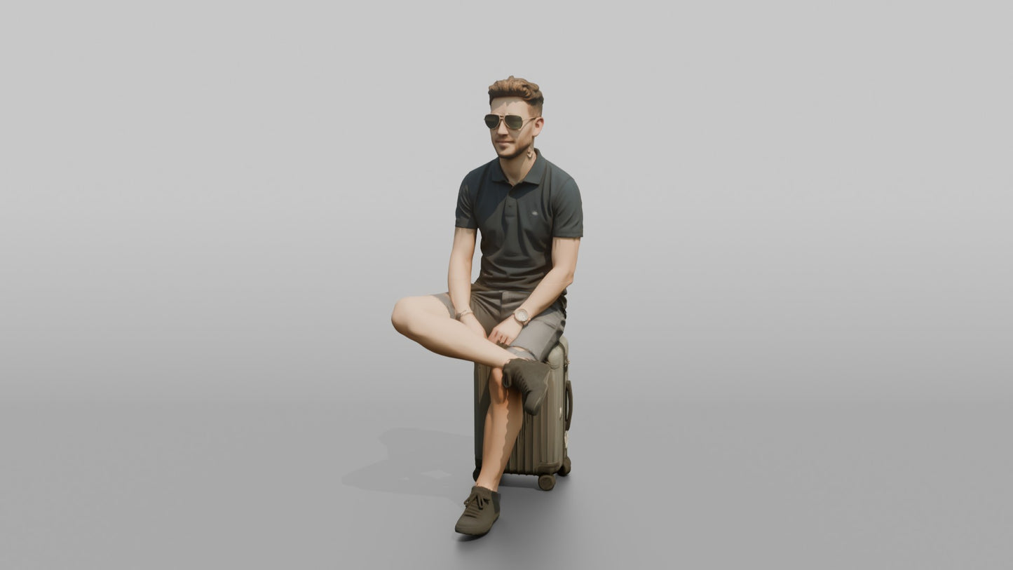 Vacationer Wearing Dark Polo