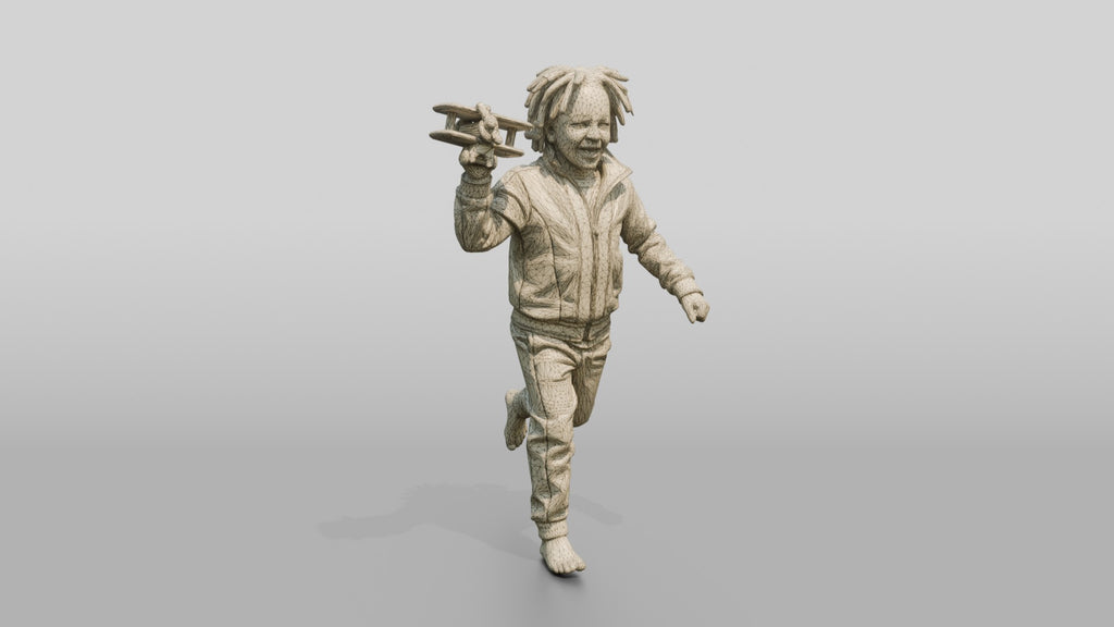African Boy Running with a Toy Airplane