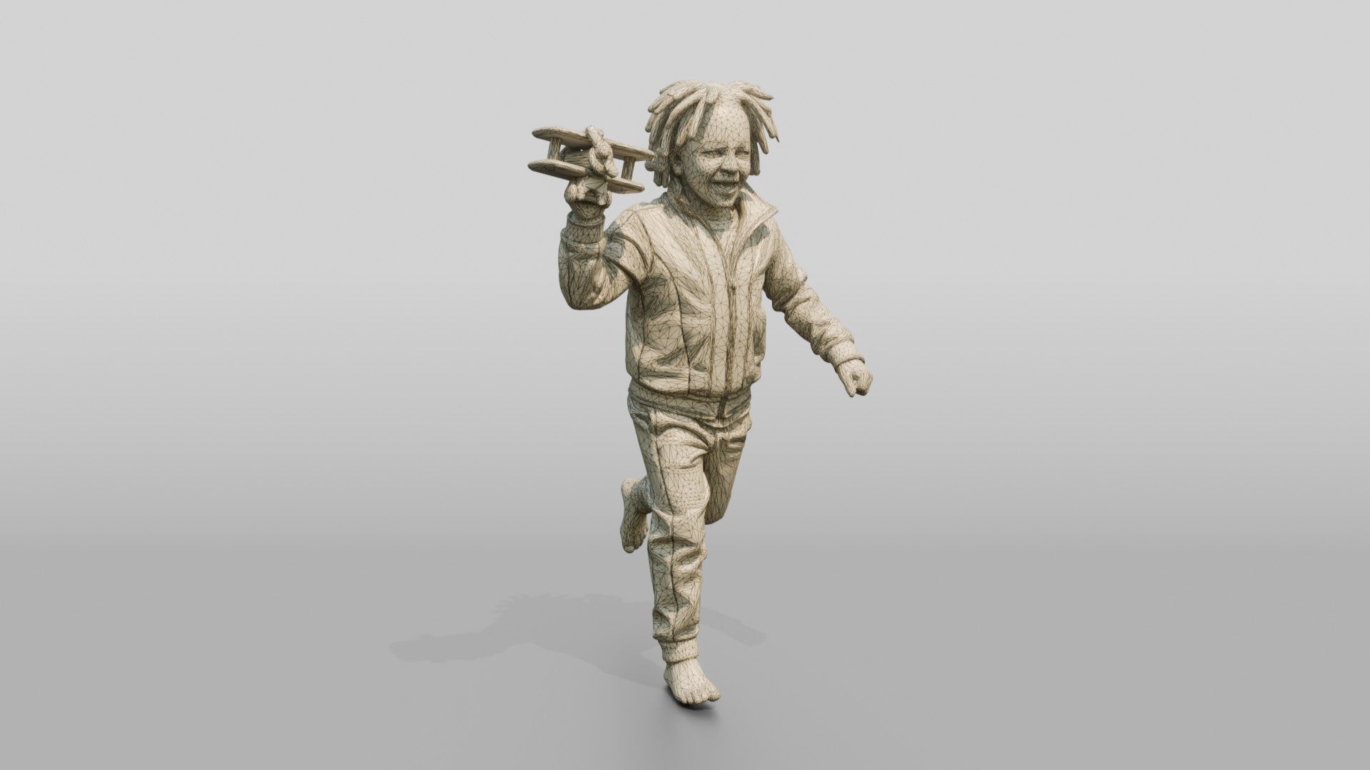 African Boy Running with a Toy Airplane