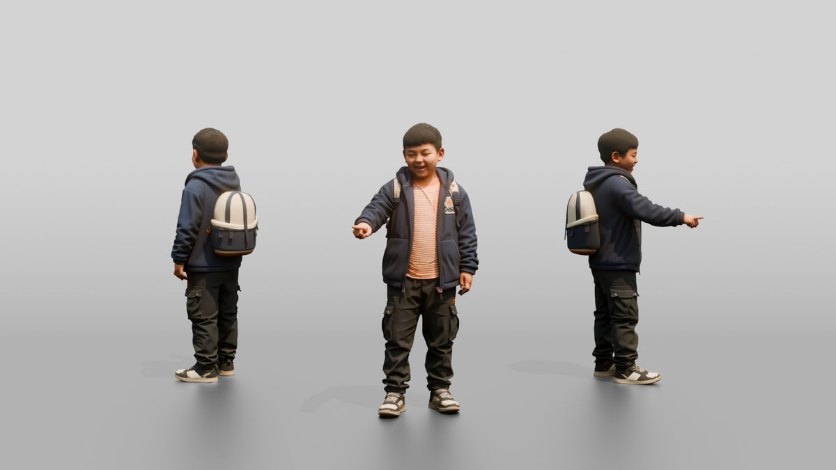 Chinese Man Walking with Phone and Books - 3D character model