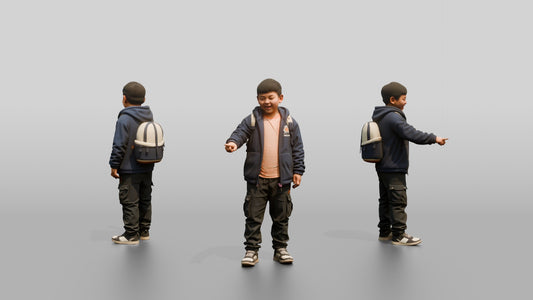 Chinese Man Walking with Phone and Books - 3D character model