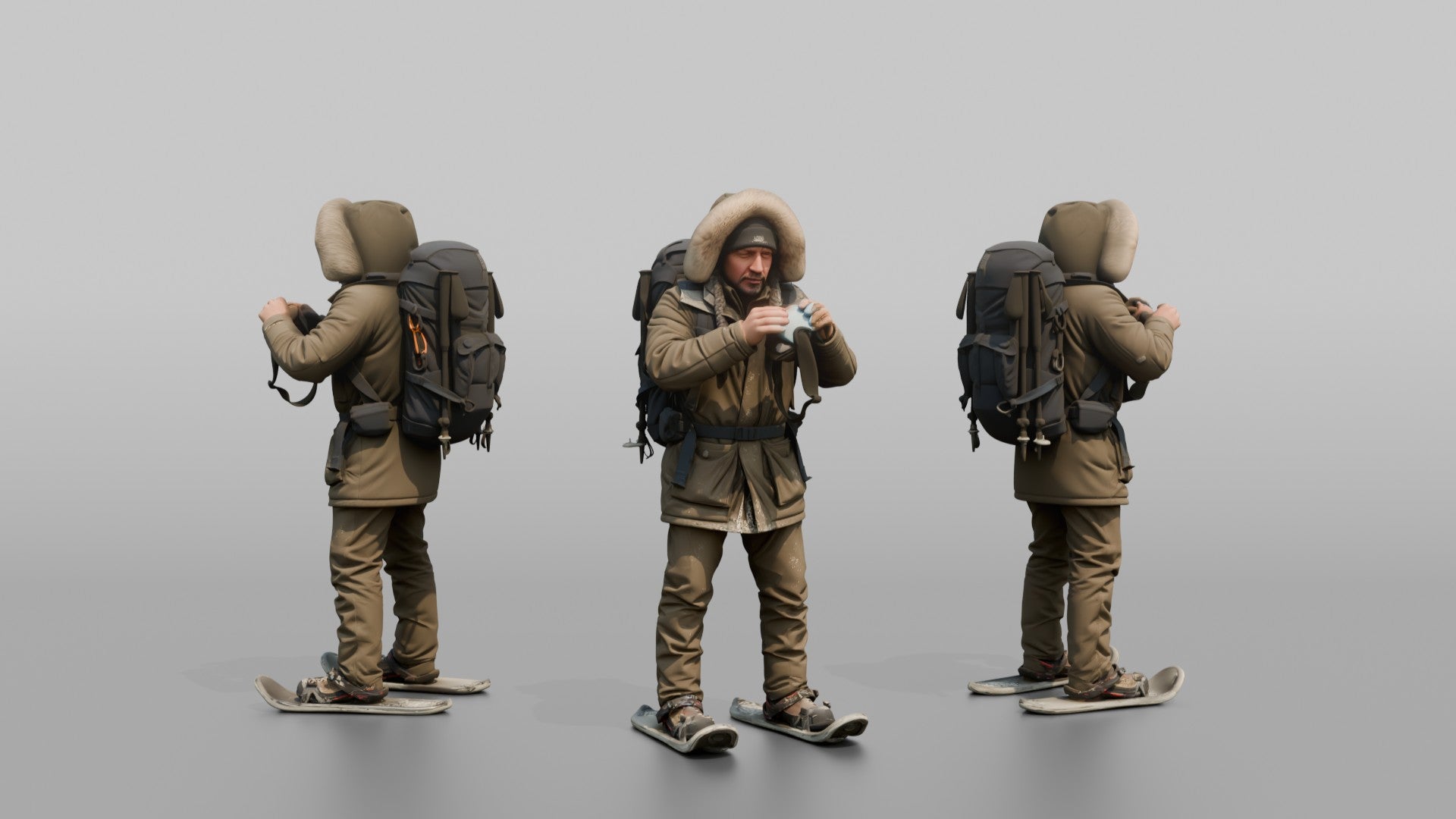 Hiker Clearing Frost off His Goggles