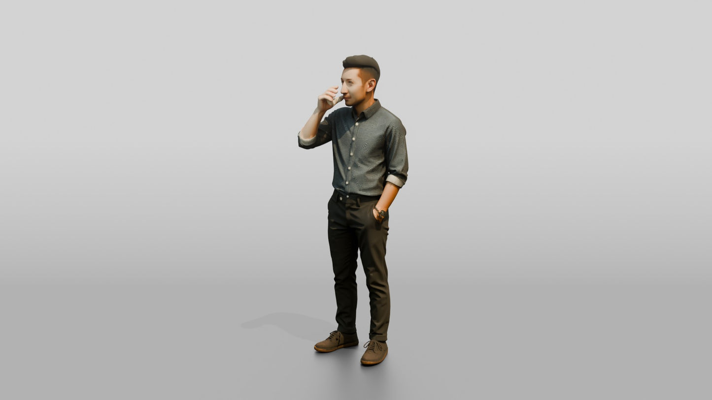 Man Drinking Coffee at Reception