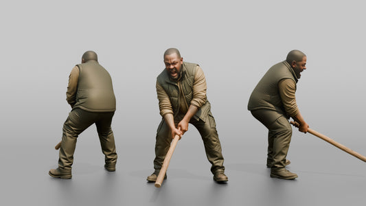 Protester Man Swinging a Bat