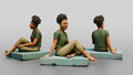 Homeless Woman Sitting on a Piece of Foam Padding