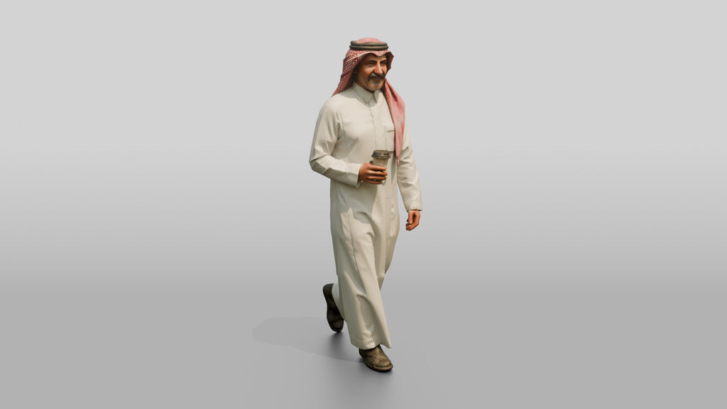 Middle-Aged Saudi Man in Thobe and Checked Ghutra