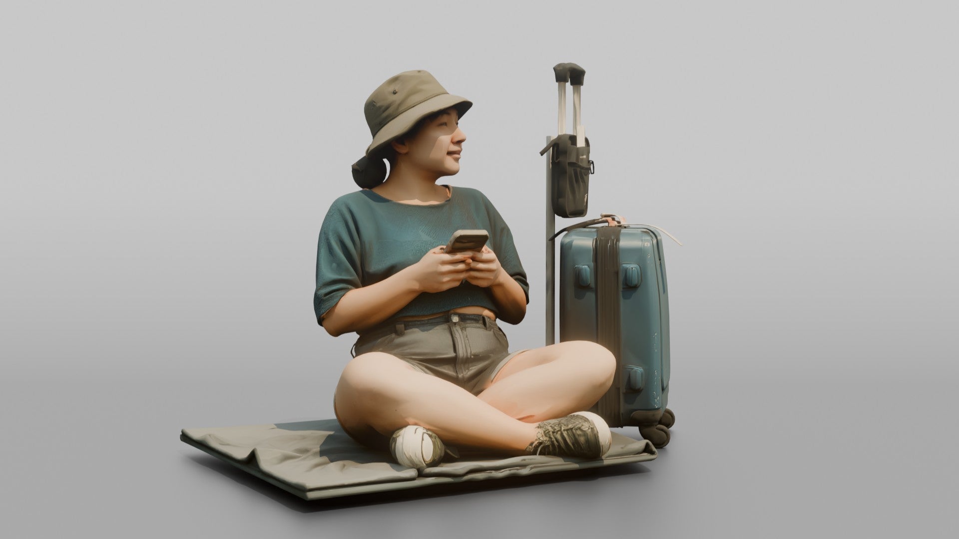 Traveler Sitting And Waiting At The Gate
