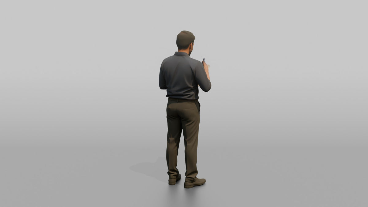 Man Store Manager Reviewing An Inventory Clipboard - 3D character model, view 3