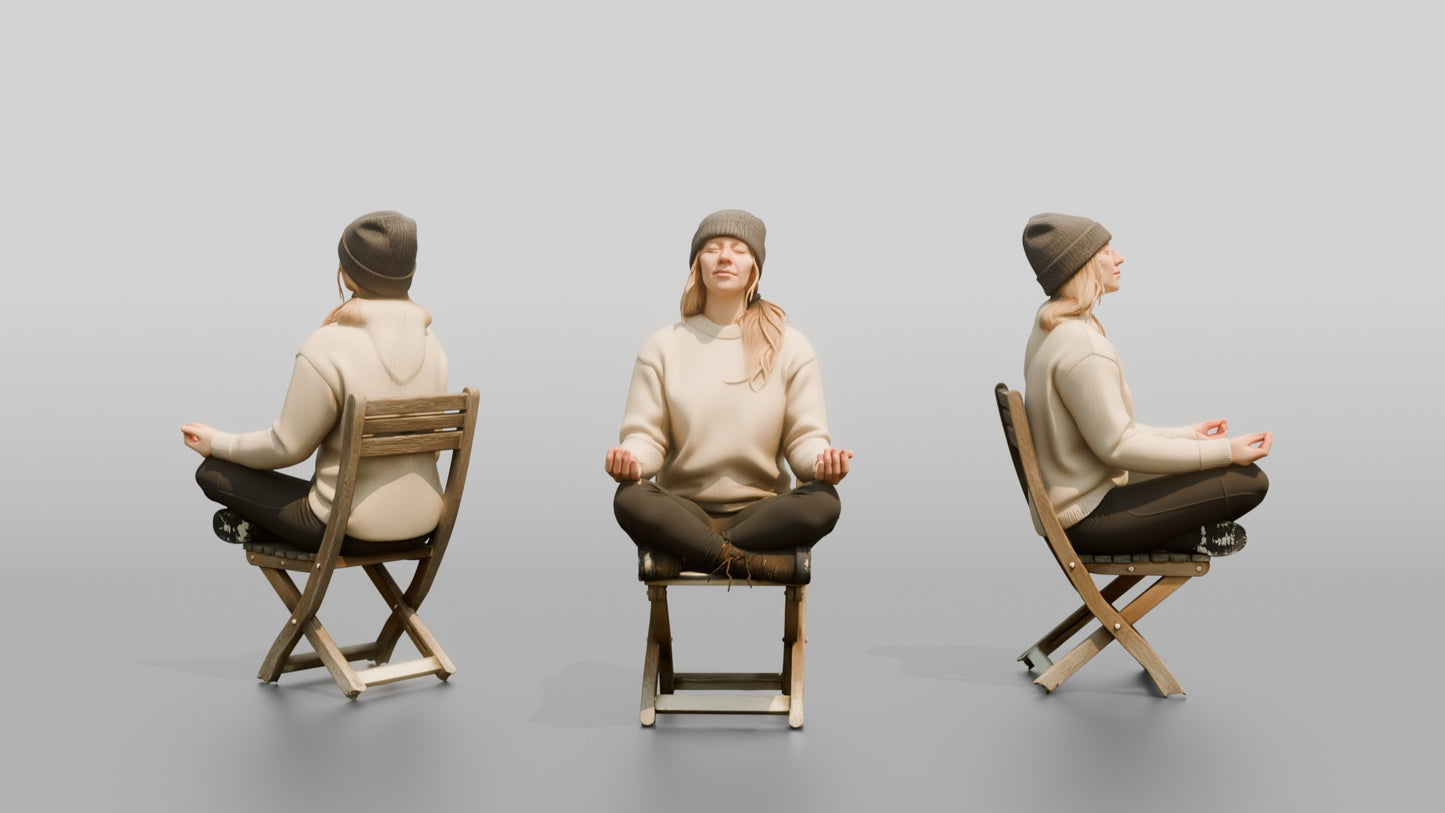 Norwegian Woman Meditating in the Snow