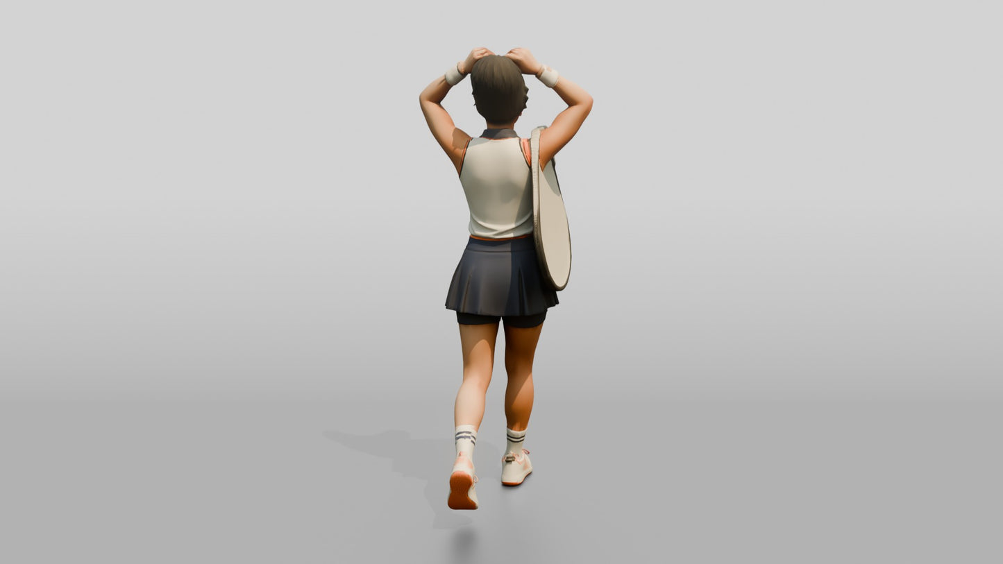 Female Tennis Player Fixing Her Ponytail
