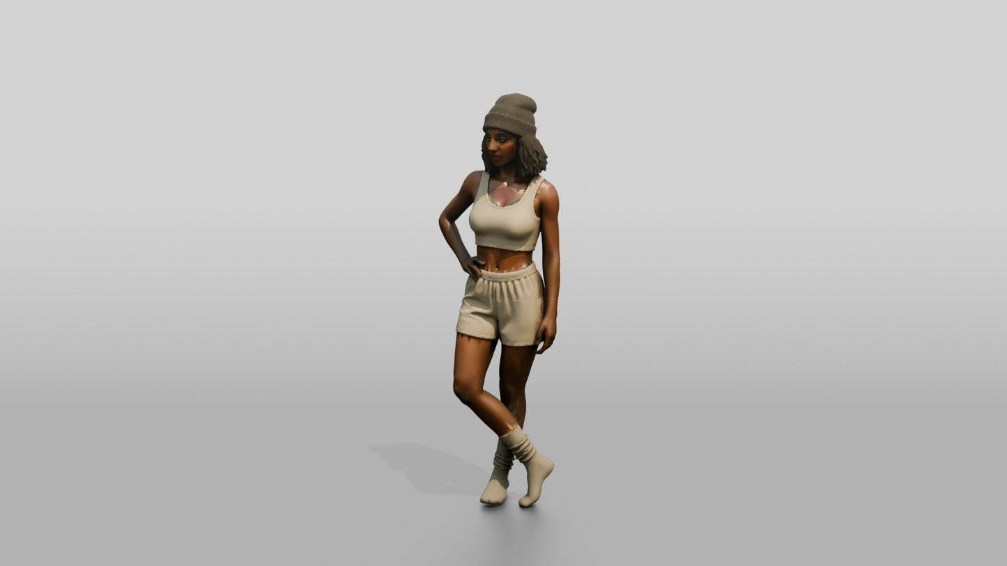 Woman in Beanie Posing with Hands on Hips
