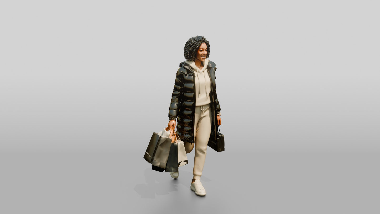 African-American Woman in Winter Puffer Coat