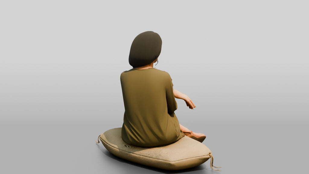 Woman Sitting Cross-Legged in Olive