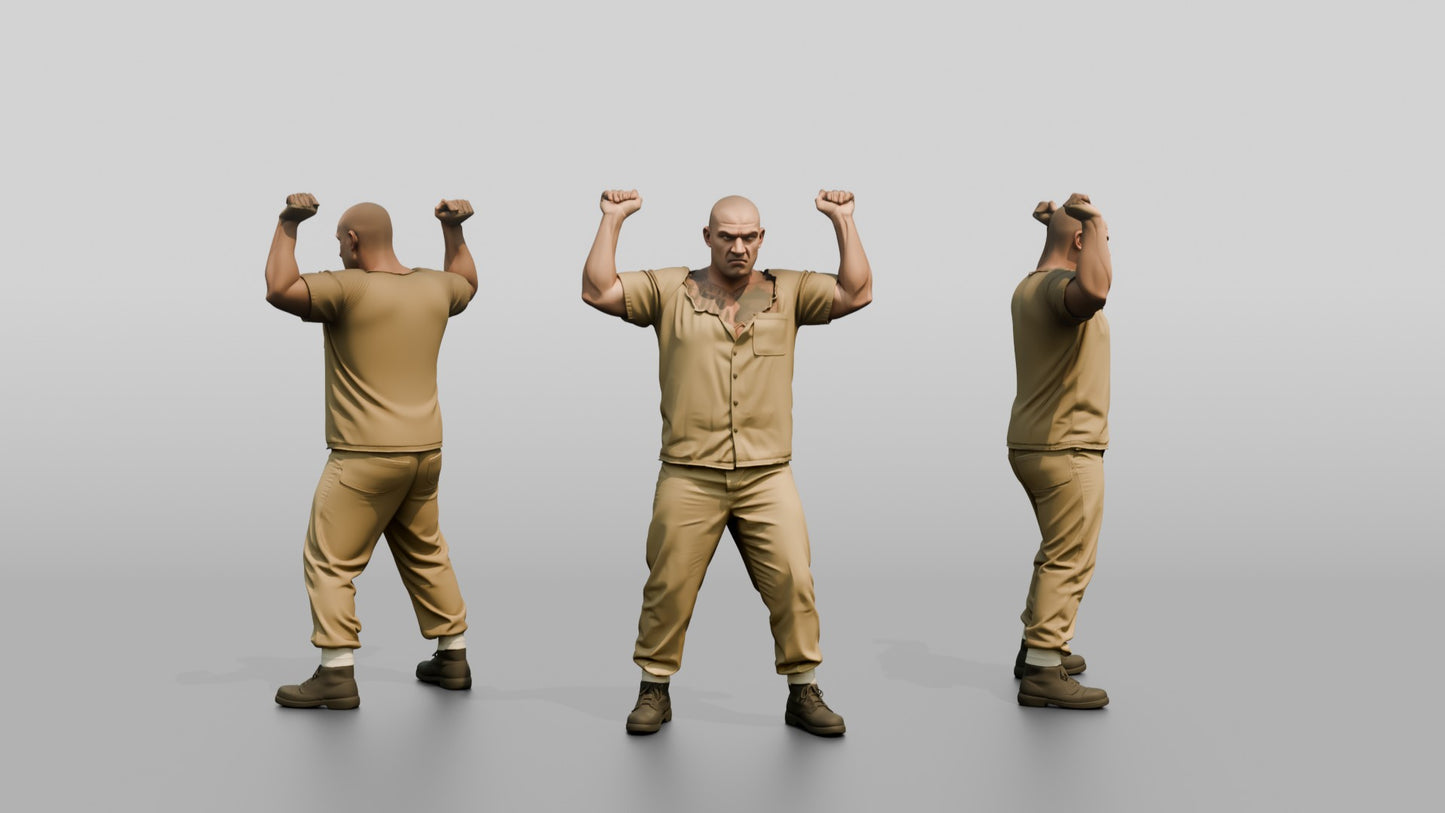 White Male Prisoner in a Khaki Uniform