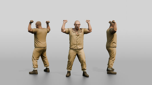 White Male Prisoner in a Khaki Uniform