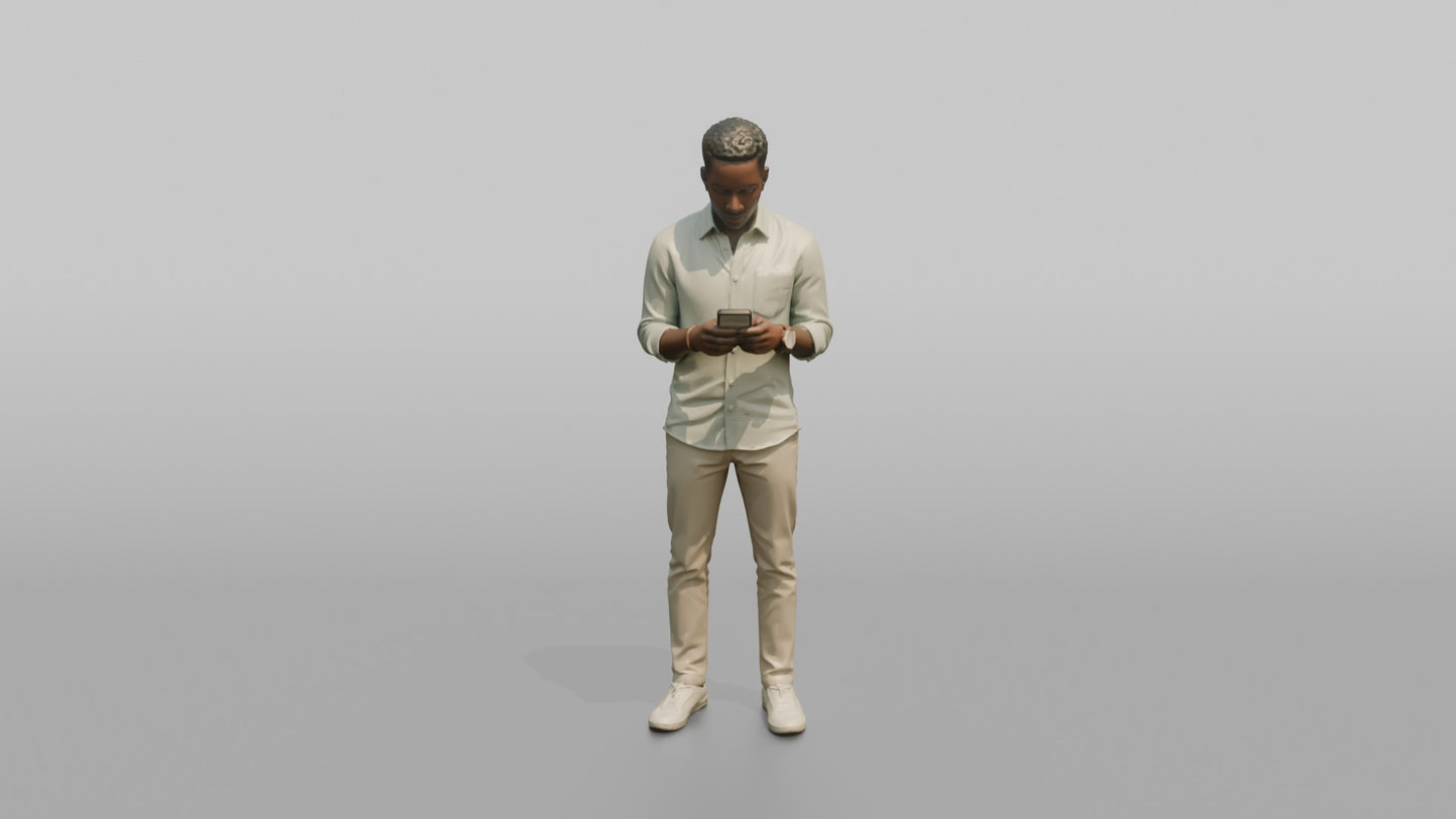 Vacationer Wearing Pastel Linen Shirt And Chinos